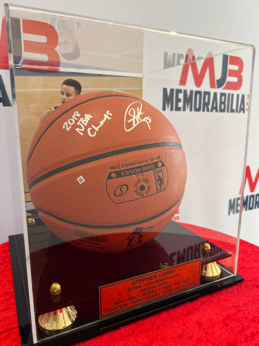 A Three-Pointer Gift: Matt Delivers Rare Signed Stephen Curry Ball with 2018 NBA Champs Inscription!
