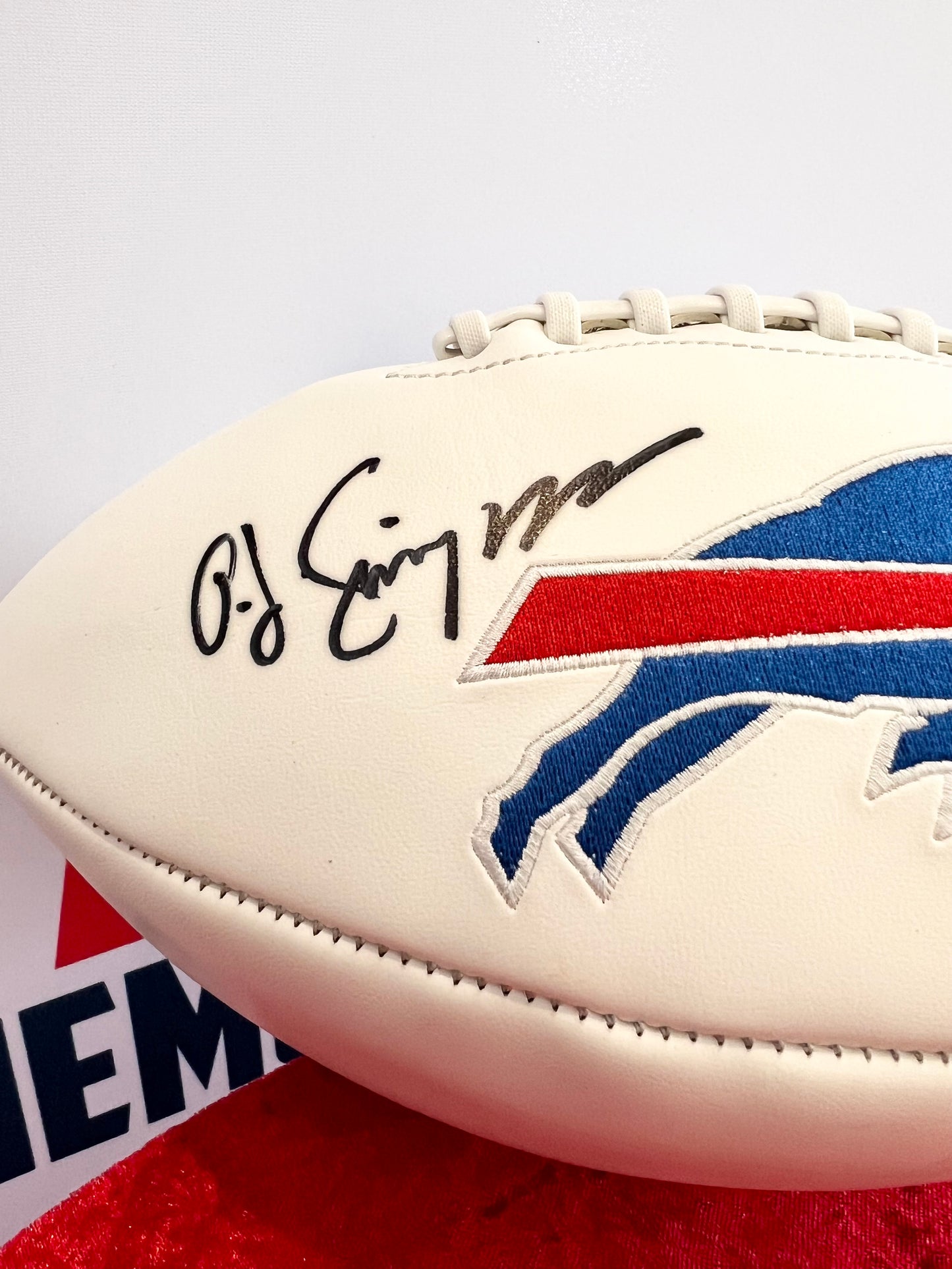 OJ Simpson Signed Bills Football Inscribed H.O.F 85 JSA COA RARE