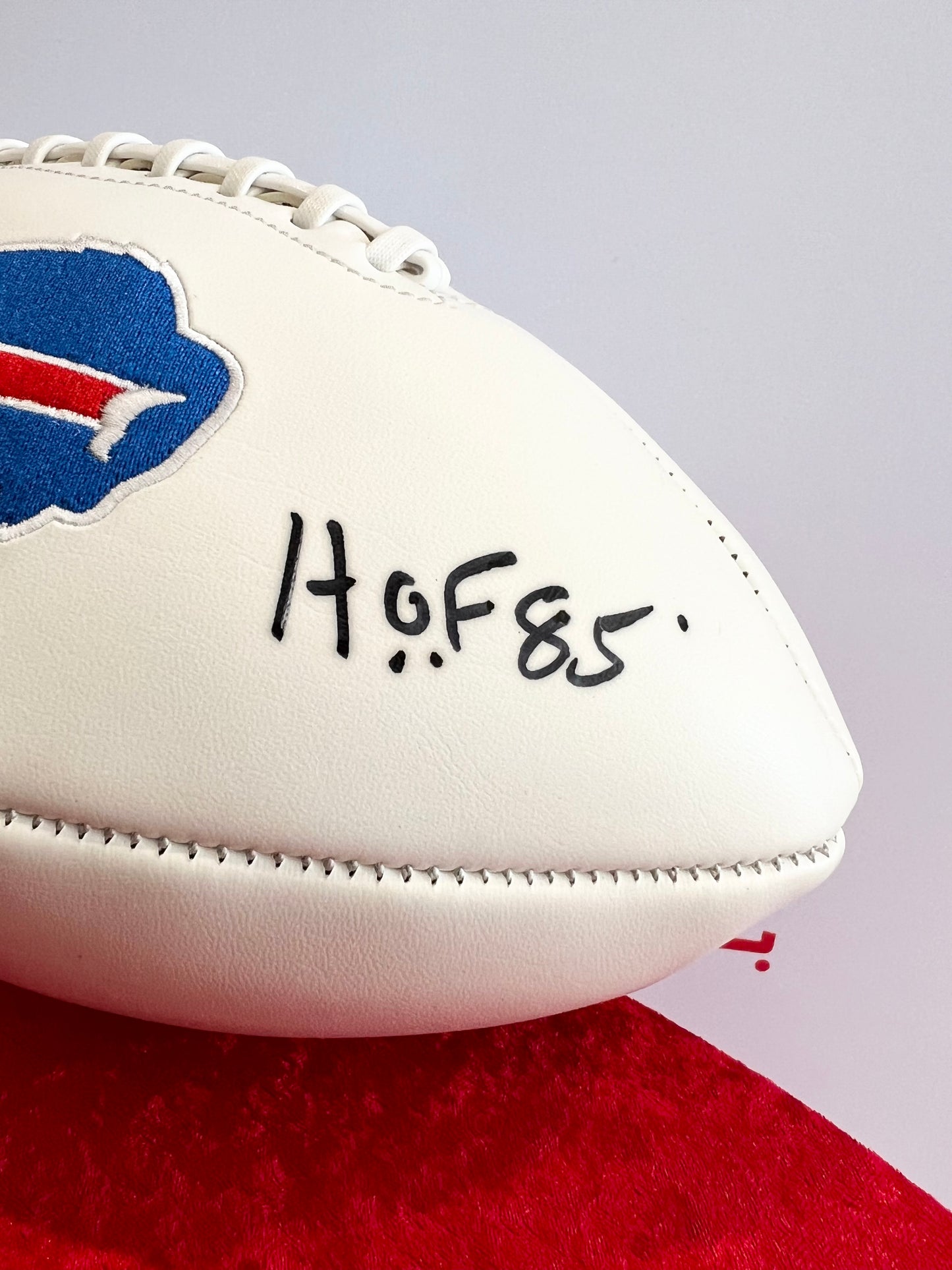 OJ Simpson Signed Bills Football Inscribed H.O.F 85 JSA COA RARE