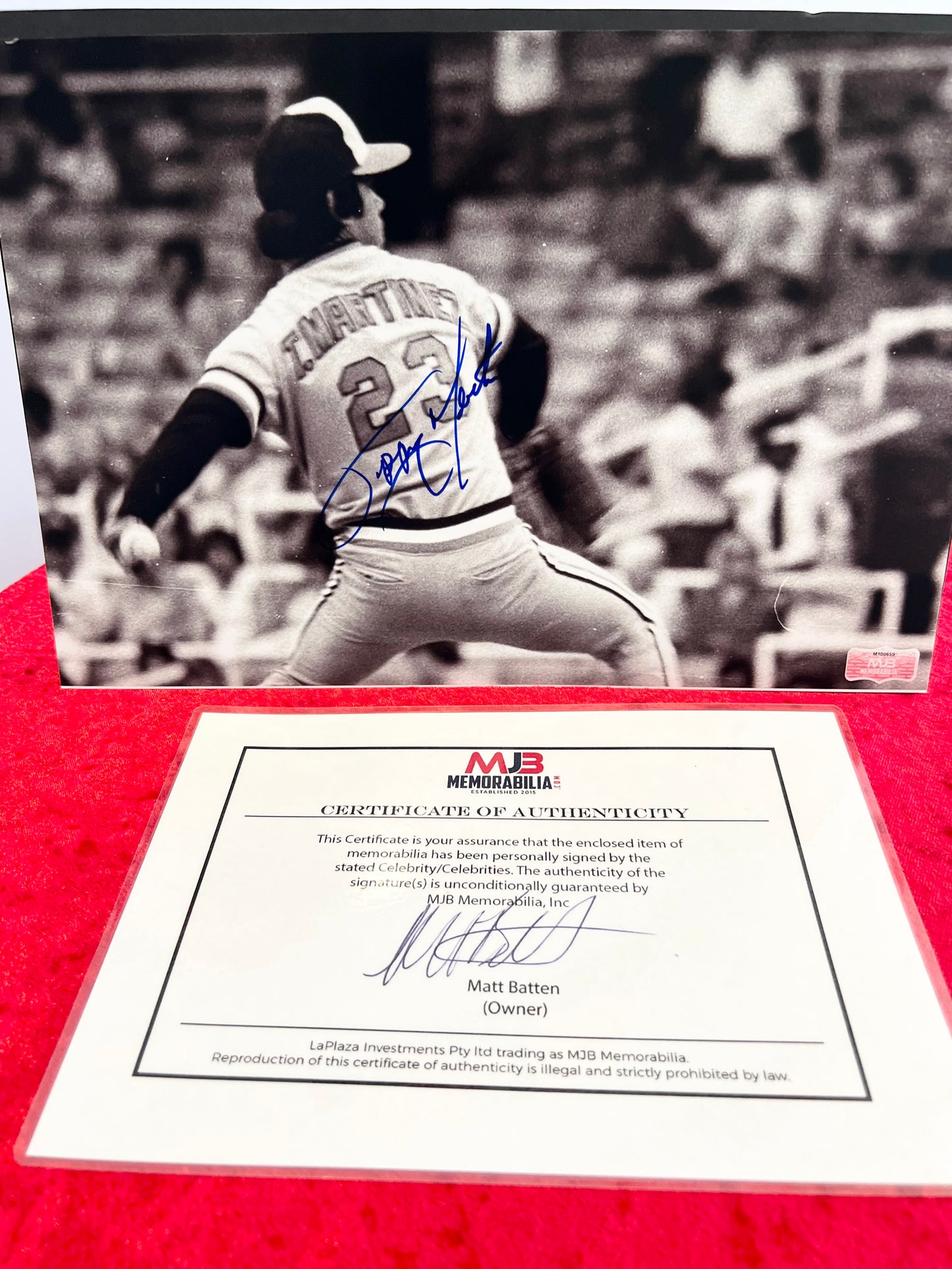 Tippy Martinez Signed Autographed Photo Rare with COA