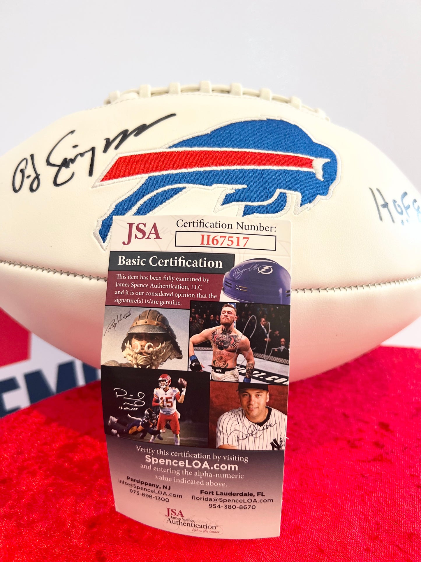 OJ Simpson Signed Bills Football Inscribed H.O.F 85 JSA COA RARE