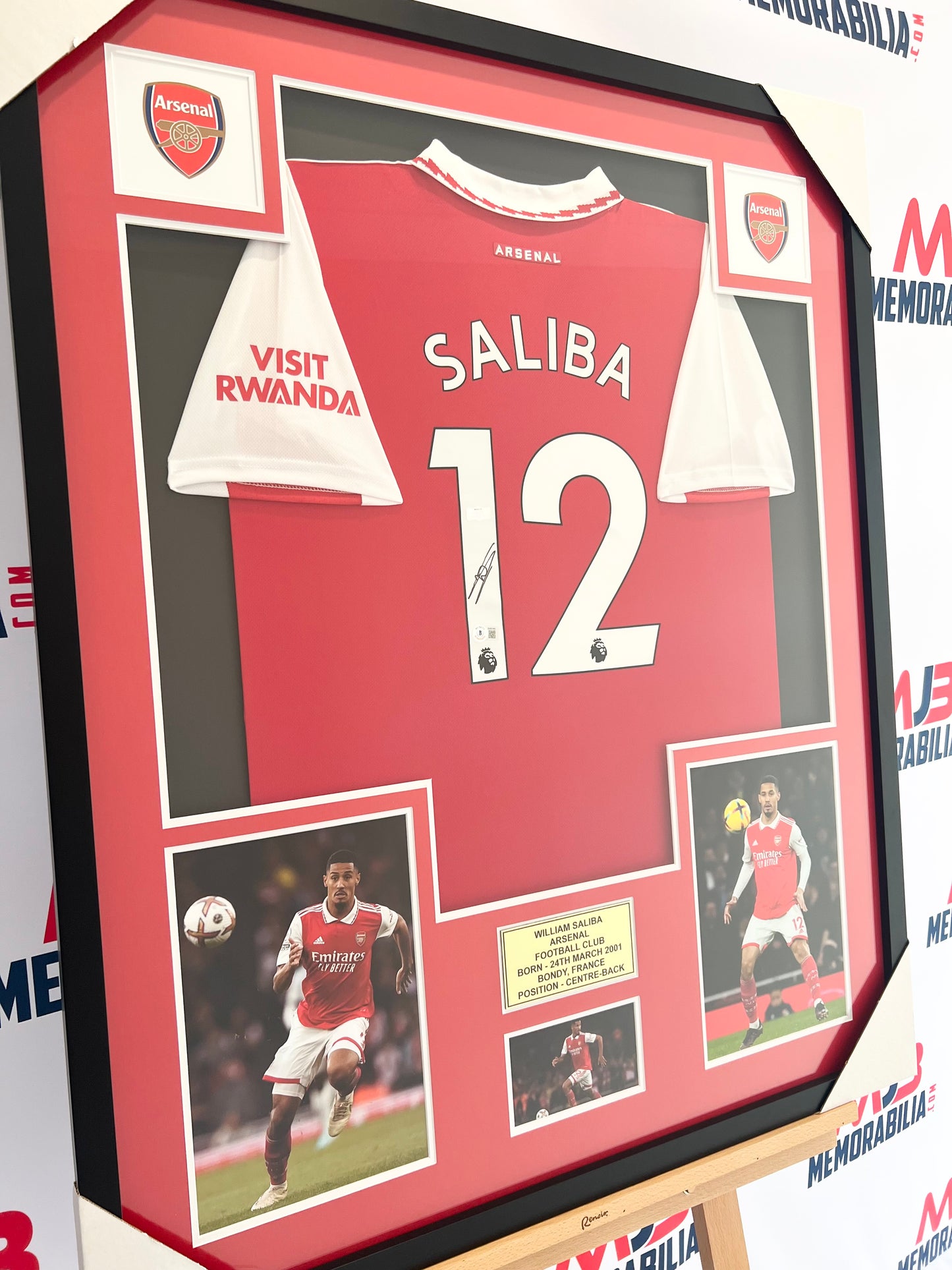 William Saliba Signed Arsenal FC Jersey Framed with Beckett COA