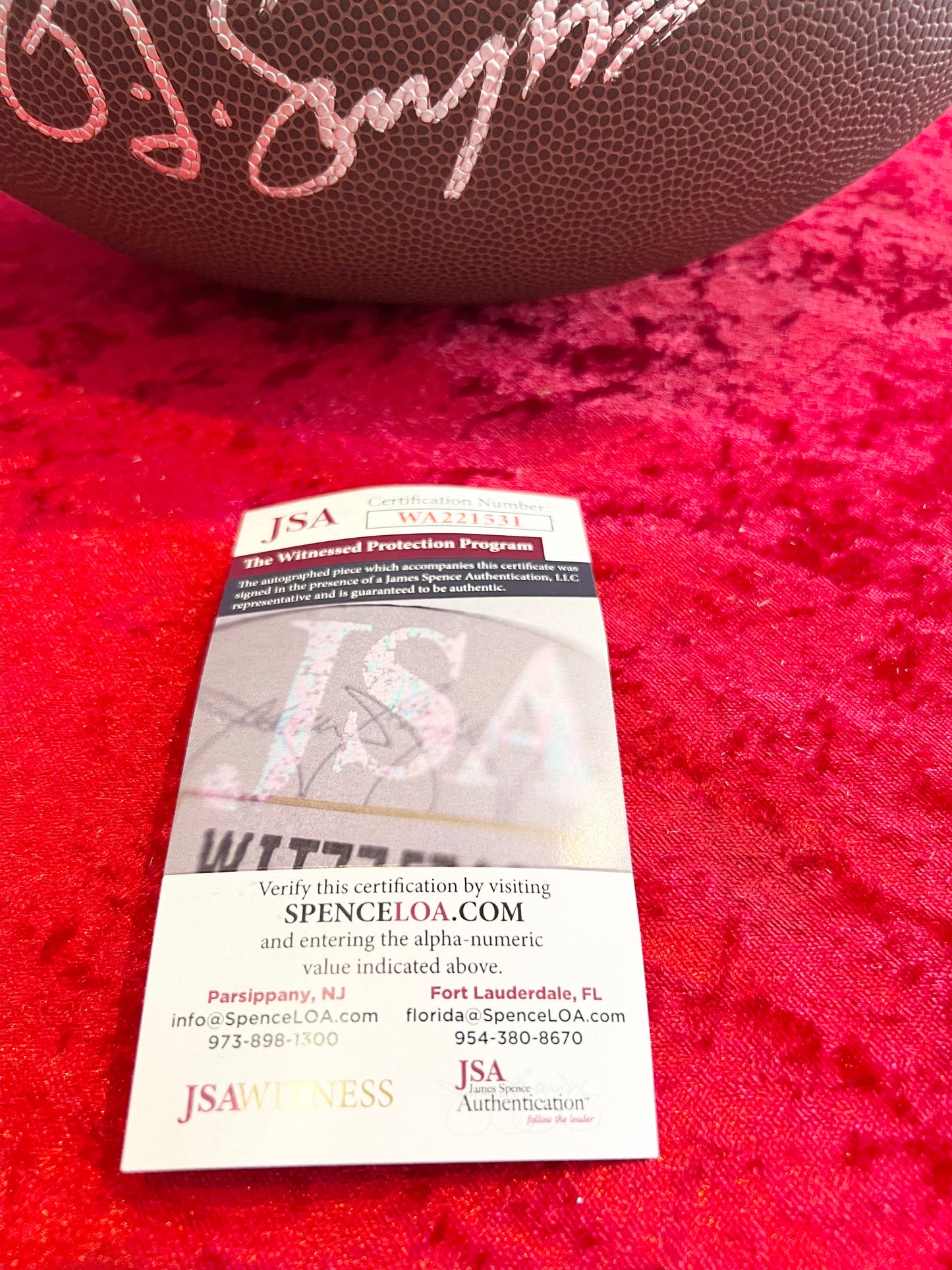 OJ Simpson Signed Autographed Wilson NFL Football with JSA Authentication