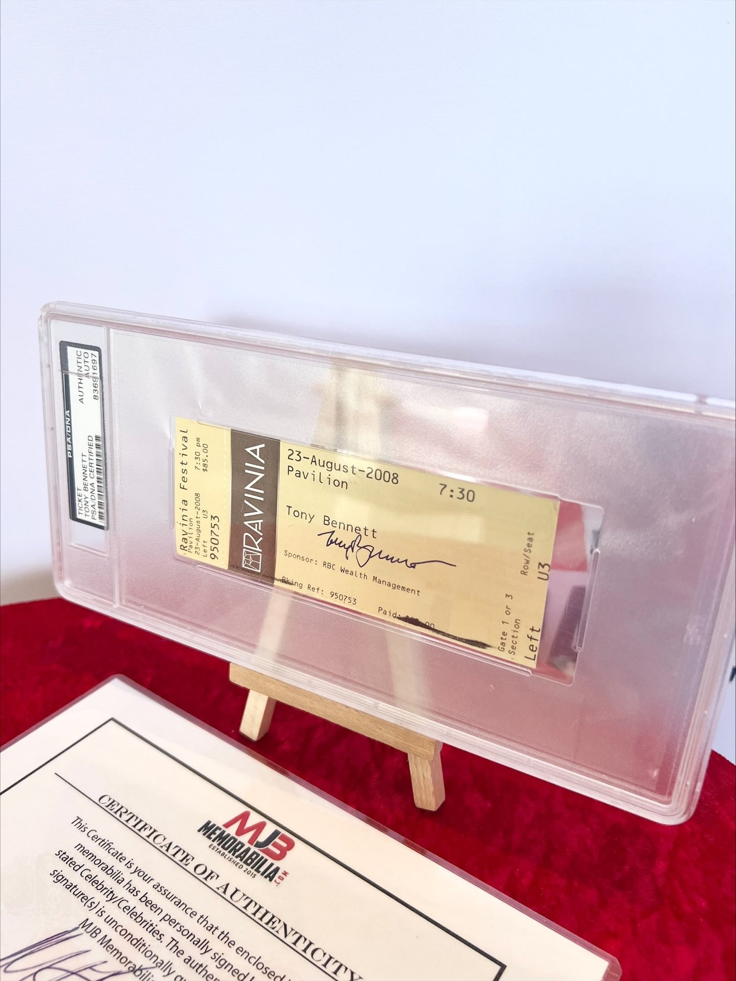 Tony Bennett Signed Autographed Ravinia Concert Ticket RARE One of a kind