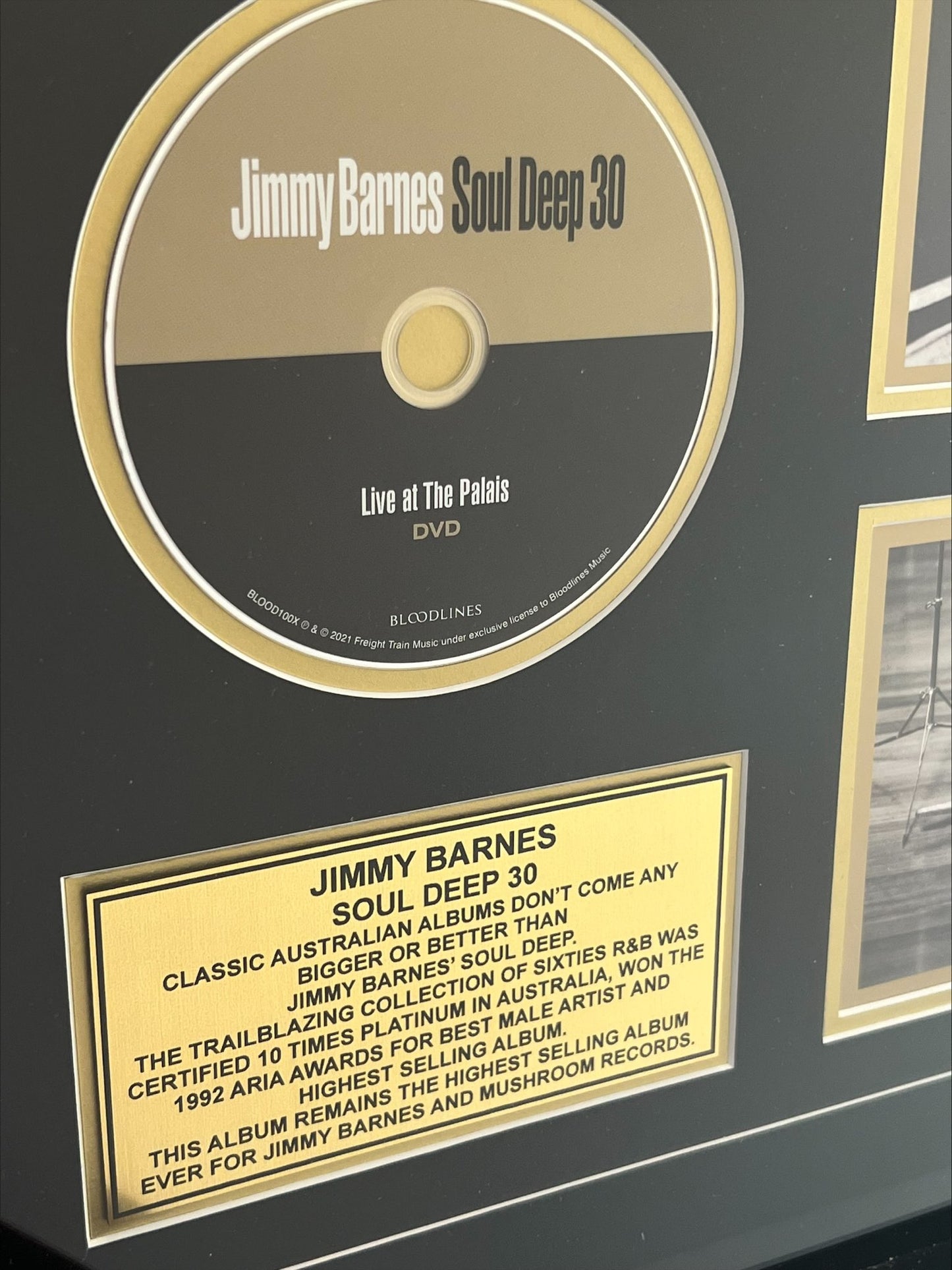 Signed Jimmy Barnes Soul Deep 30th Anniversary CD Framed with Gold Plaque B&W Photos Fully Authenticated RARE