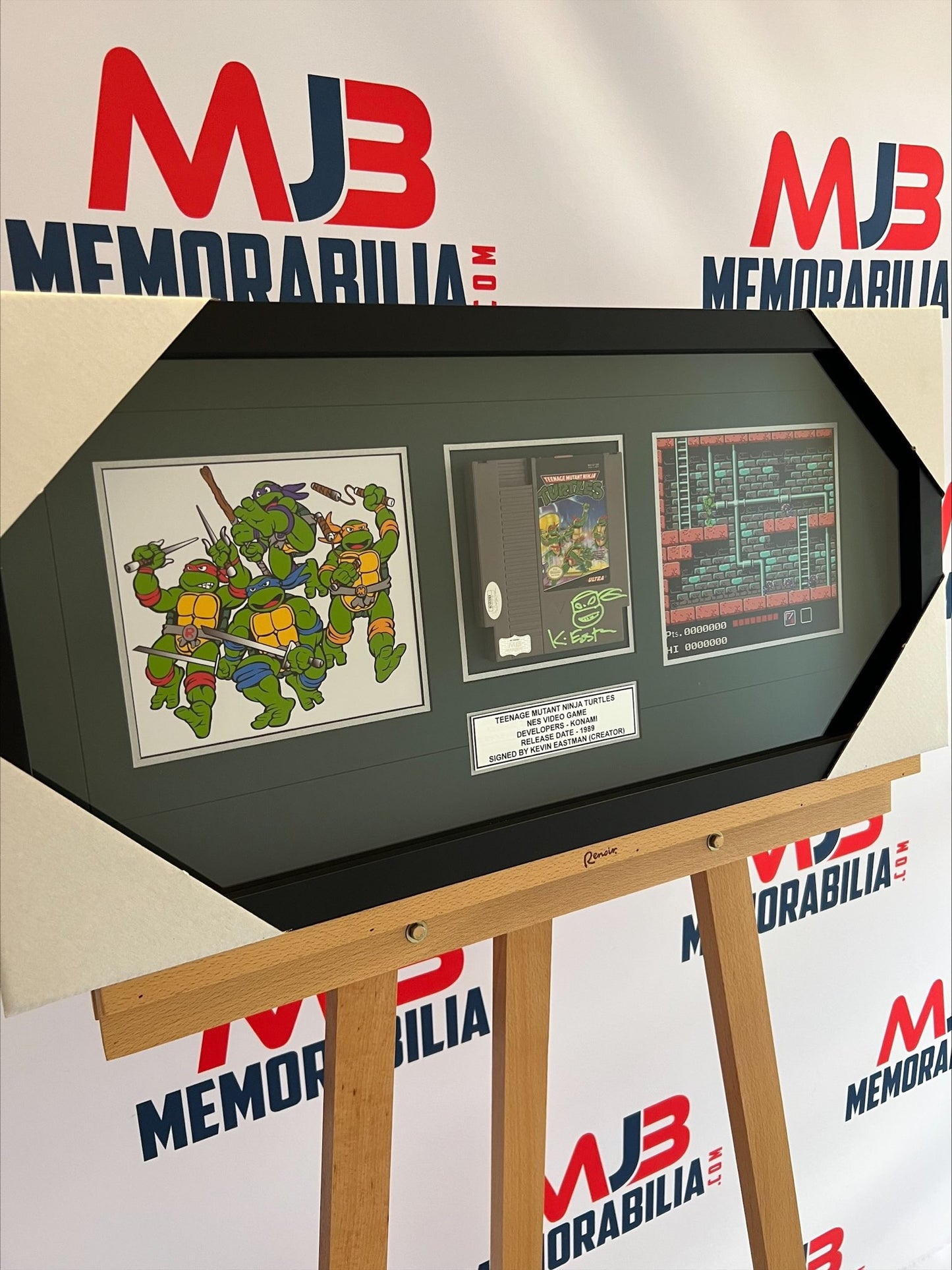 Kevin Eastman Signed Original 1989 Teenage Mutant Ninja Turtles Nintendo Game with Turtles sketch and JSA Authentication