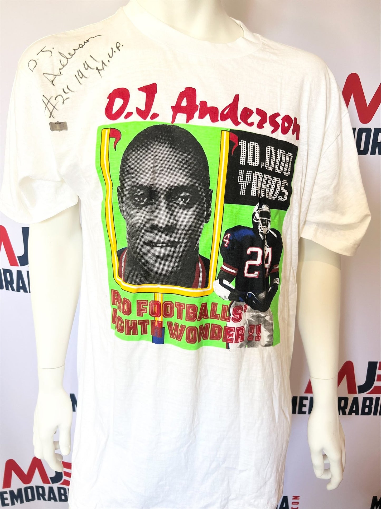 OJ Anderson Signed Super Bowl Shirt RARE and EXCLUSIVE Inscribed 1991 MVP COA