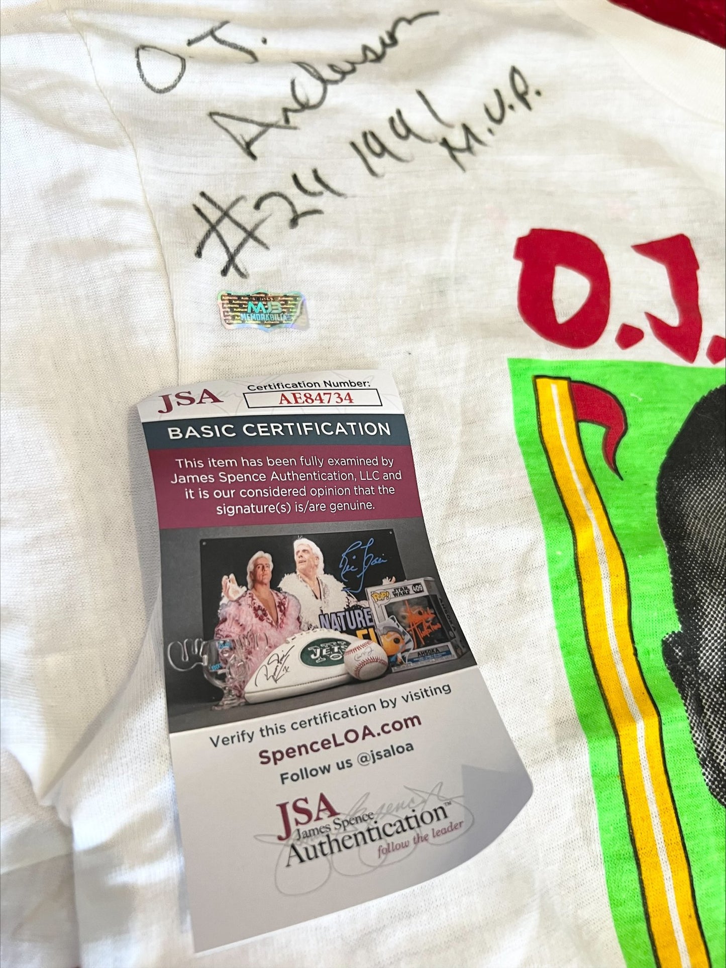 OJ Anderson Signed Super Bowl Shirt RARE and EXCLUSIVE Inscribed 1991 MVP COA