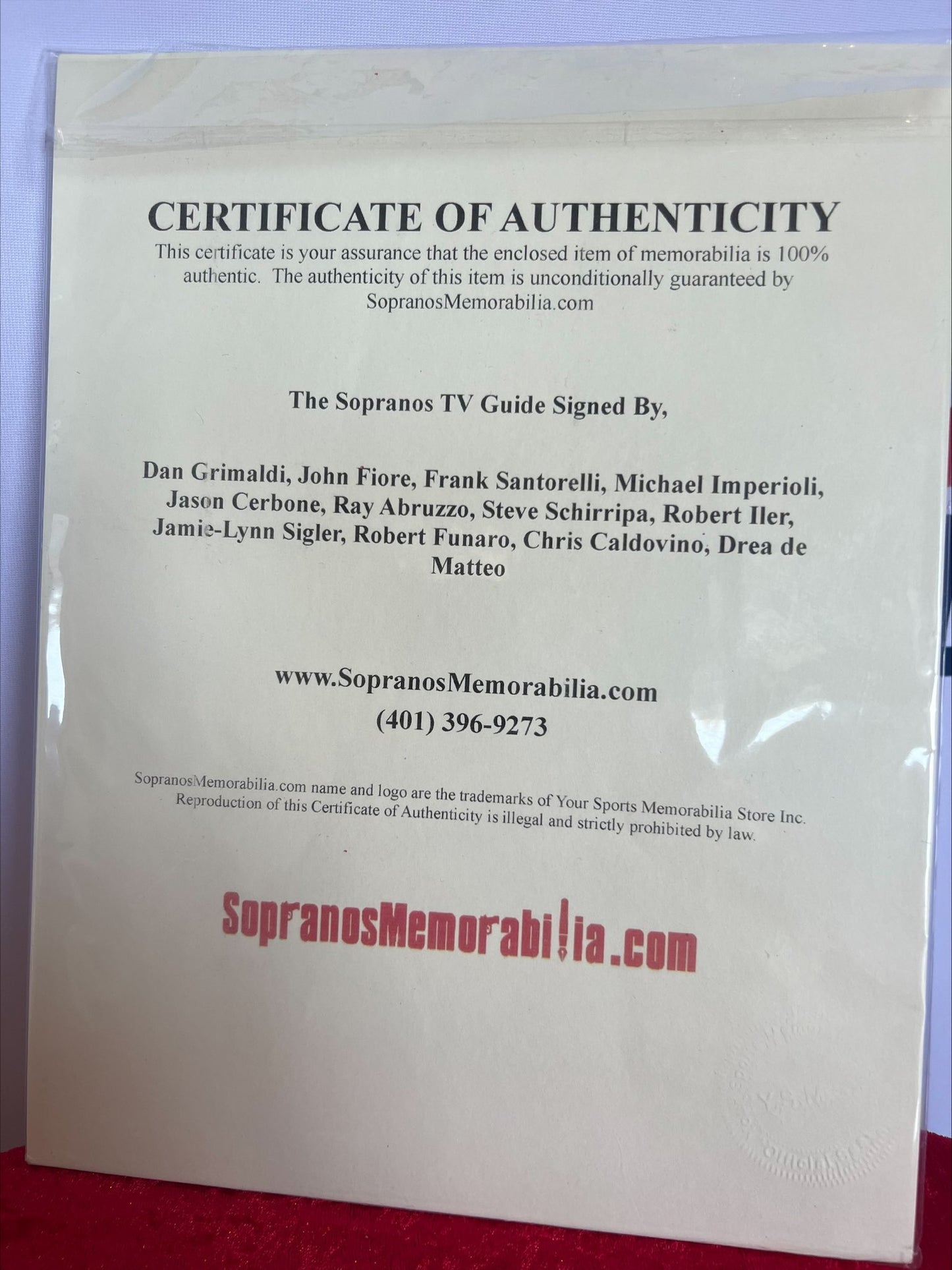 The Sopranos Cast Signed Original TV Guide with COA 12 Cast members Inscribed Characters names