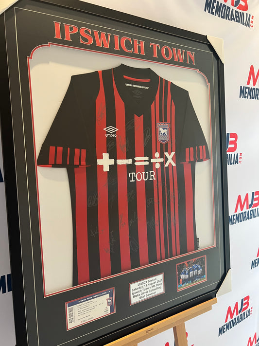 Showcasing a Beautifully Framed Ipswich Town Football Club Jersey