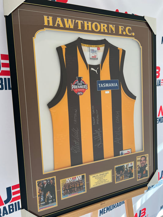 Die-Hard Hawthorn Fan Acquires Treasured 2008 Jersey Signed by Luke Hodge Sam Mitchell and Alastair Clarkson