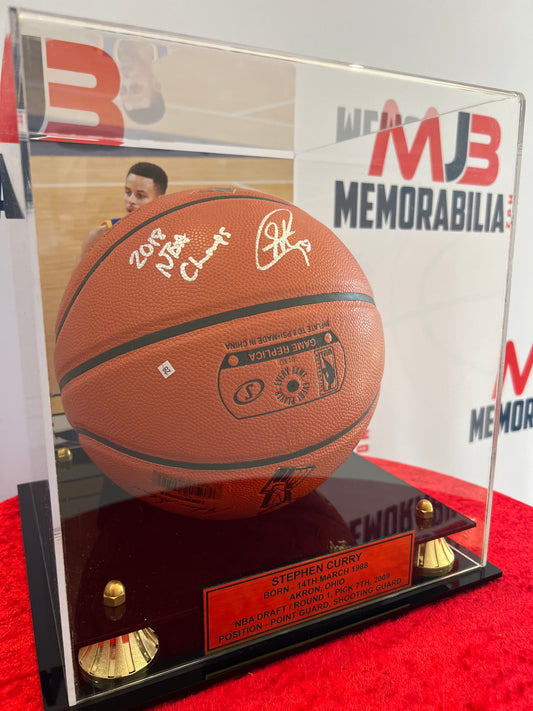 A Three-Pointer Gift: Matt Delivers Rare Signed Stephen Curry Ball with 2018 NBA Champs Inscription!
