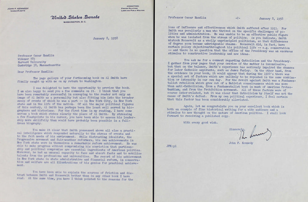 An Authentic Piece of Presidential History: JFK's Signed Letter Up for Auction