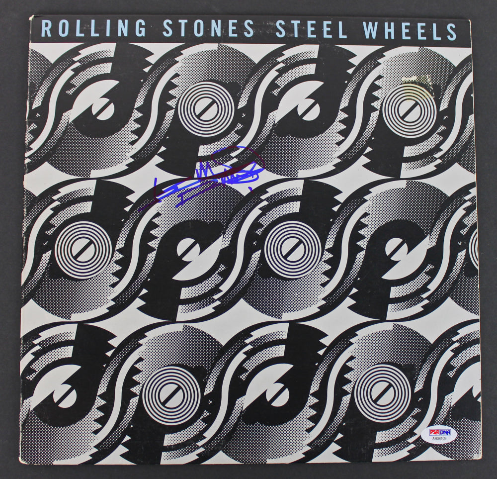 The Rolling Stones "Steel Wheels" vinyl record album cover. Hand-signed by Keith Richards