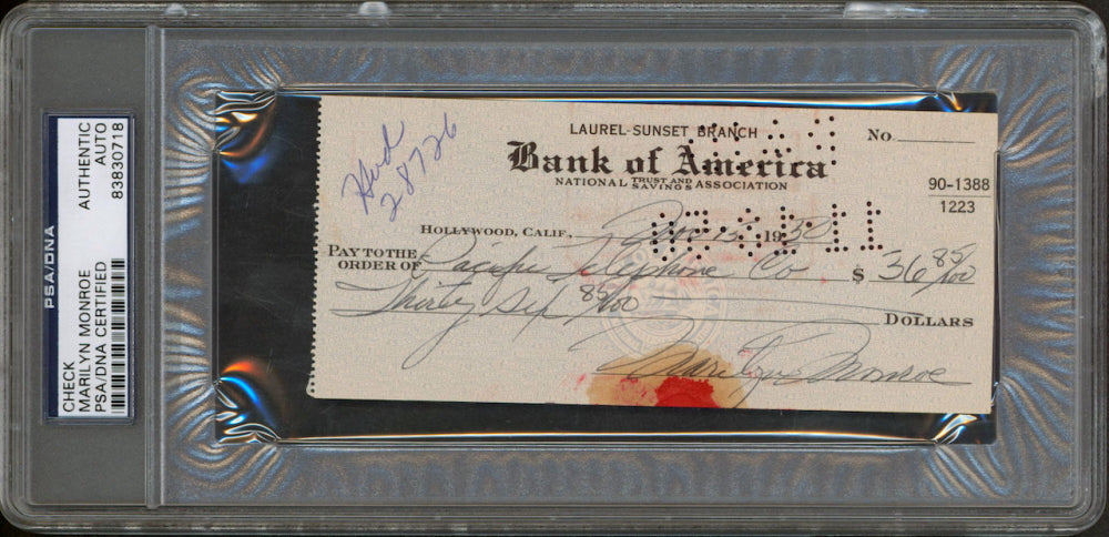 Rare Glimpse Into Stardom: Marilyn Monroe’s Hand-Signed Personal Check on Auction