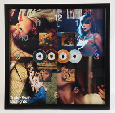 A Showpiece for Swifties: Quadruple-Signed Taylor Swift "Midnights" Album Collage Display