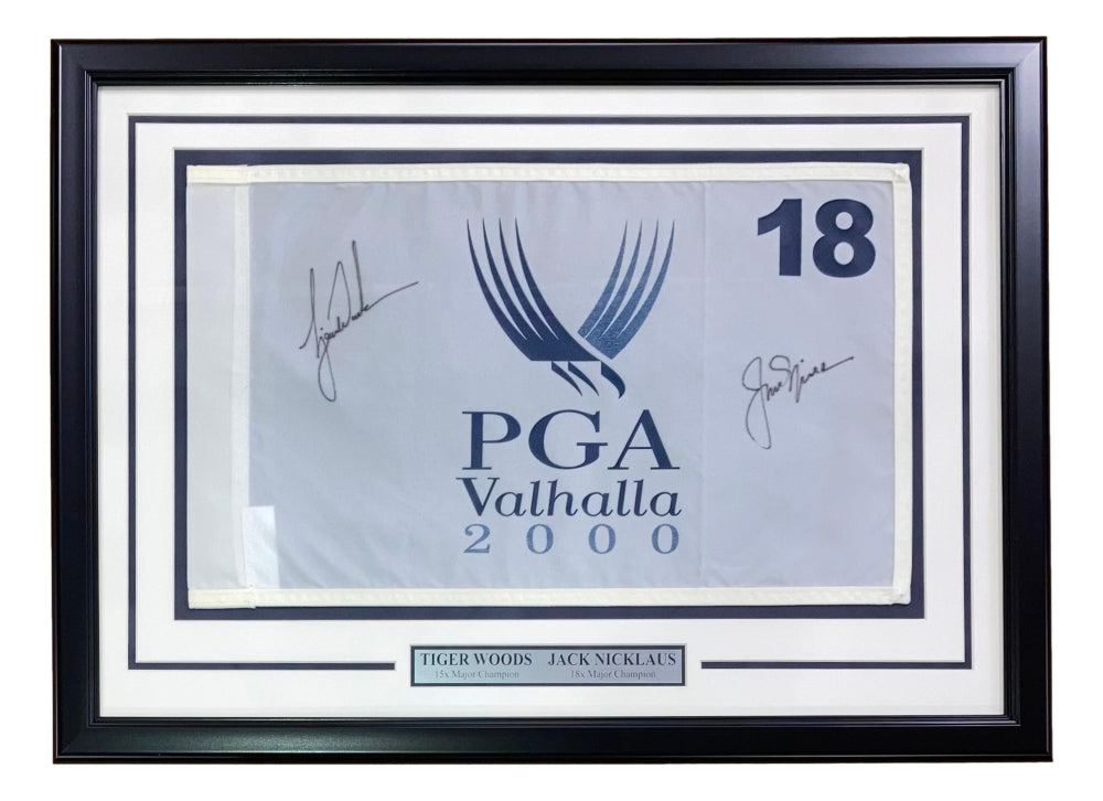 Tiger Woods and Jack Nicklaus Signed PGA Valhalla 2000 Golf Flag Up for Auction