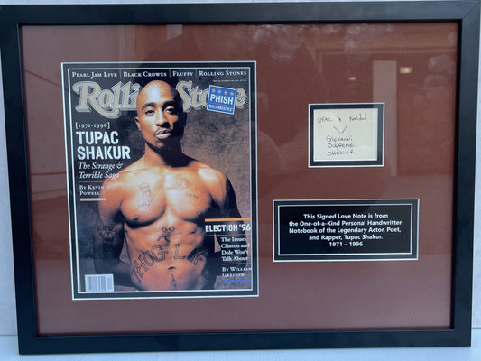 Hand written note signed by Tupac on Auction