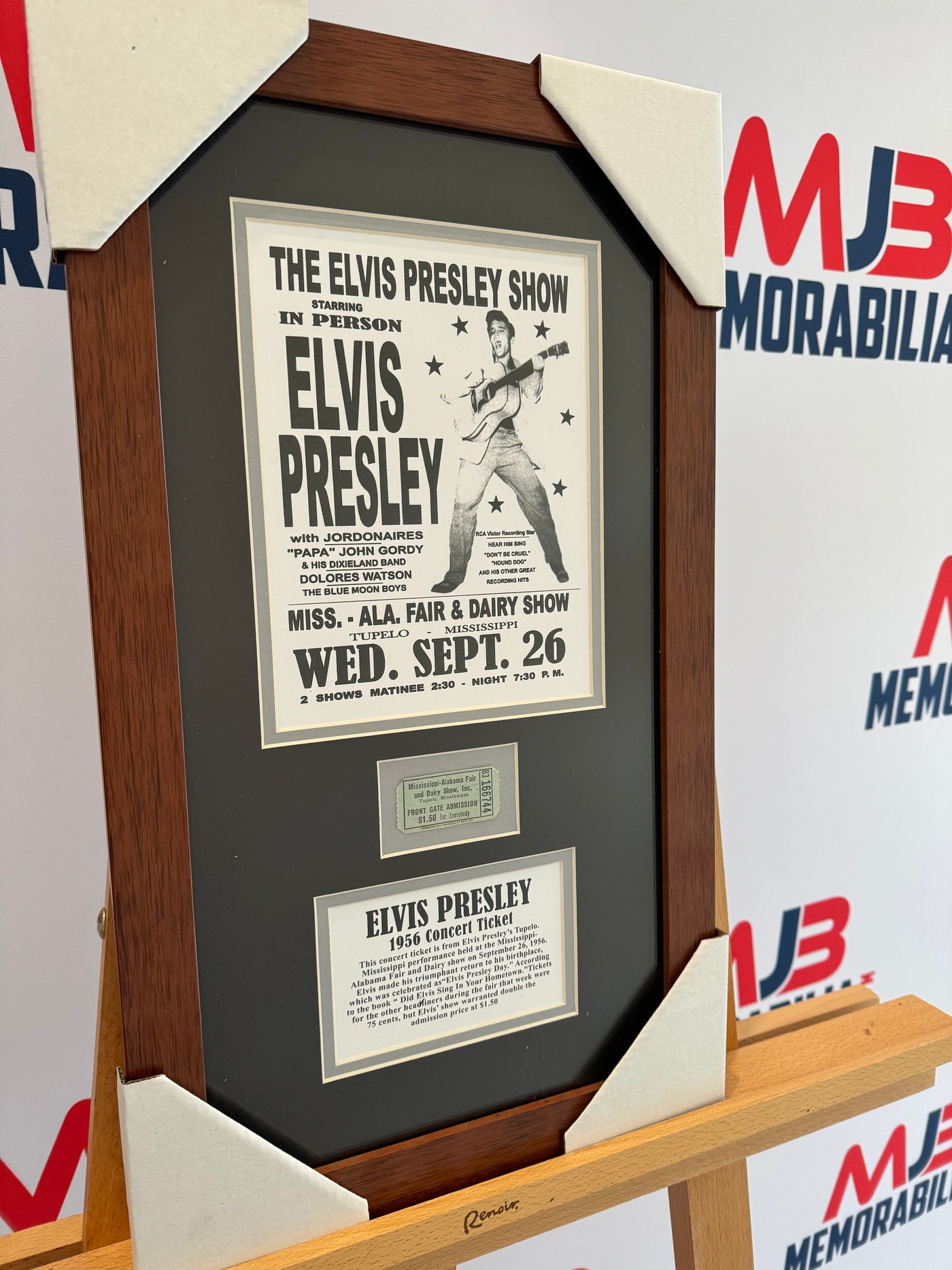 Elvis Presley Custom Matted Photo Display Authentic Original Concert Ticket 1956