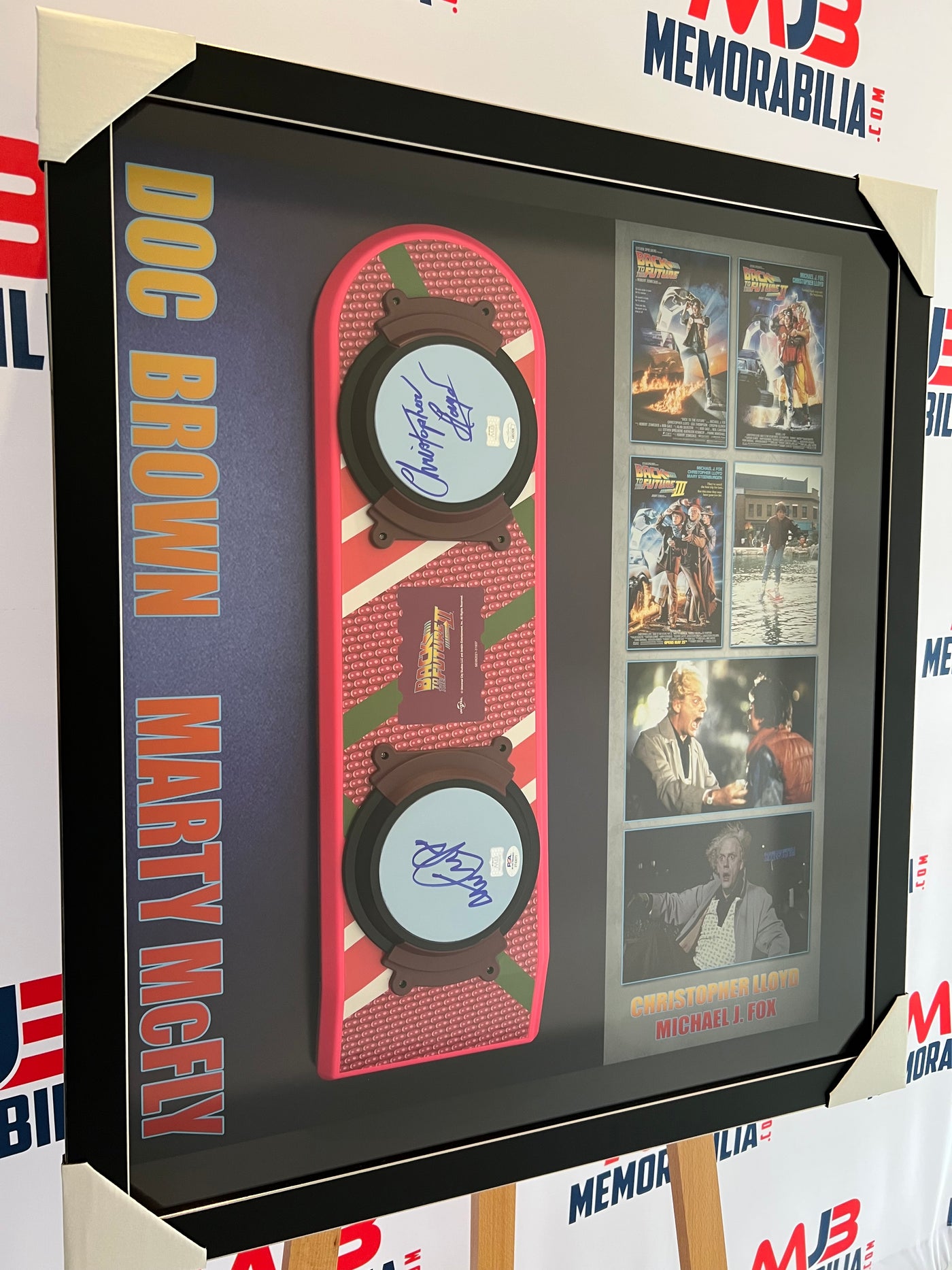 Michael J Fox Christopher Lloyd Dual Signed Hoverboard framed with Authentication