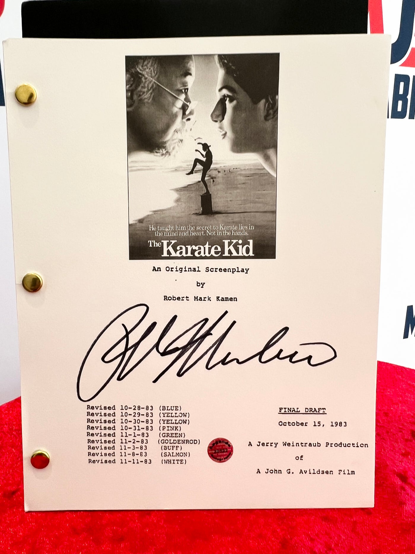 Ralph Macchio Signed Karate Kid Script with COA