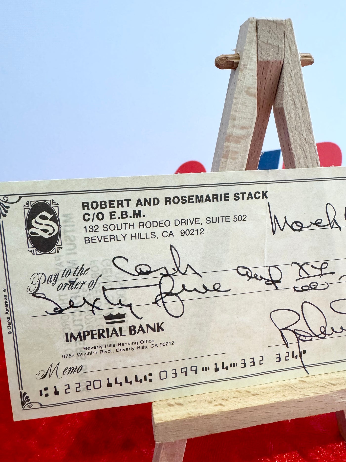 Robert Stack Signed 1993 Personal Check