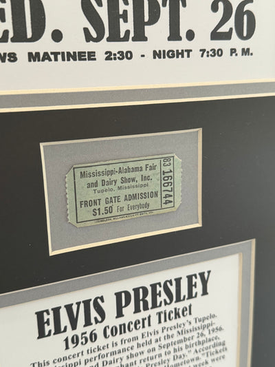 Elvis Presley Custom Matted Photo Display Authentic Original Concert Ticket 1956