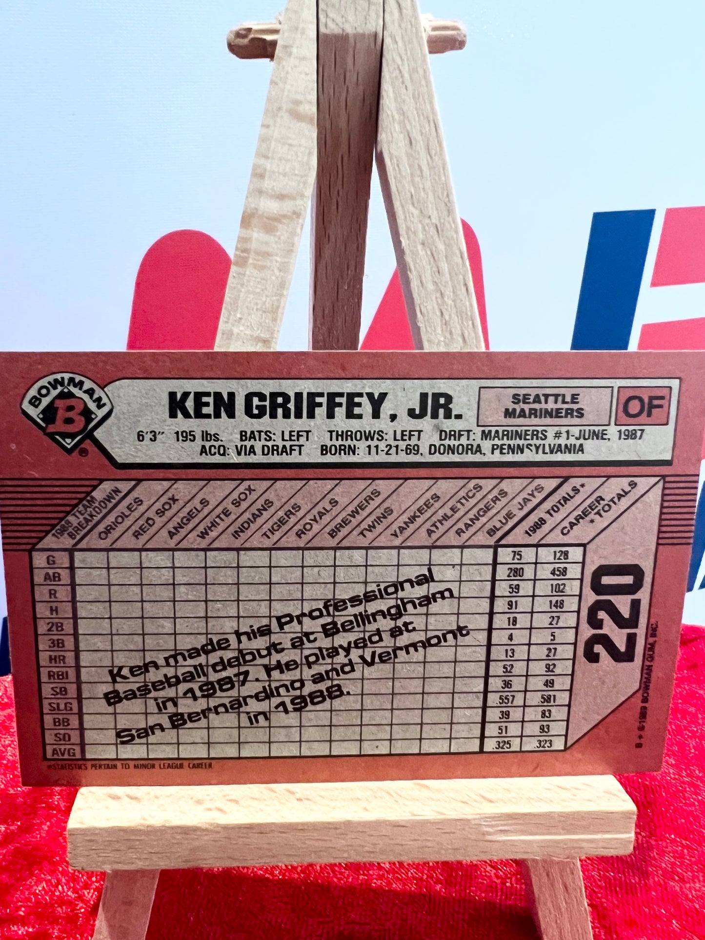 Ken Griffey Jr. 1989 Bowman Rookie #220 Card