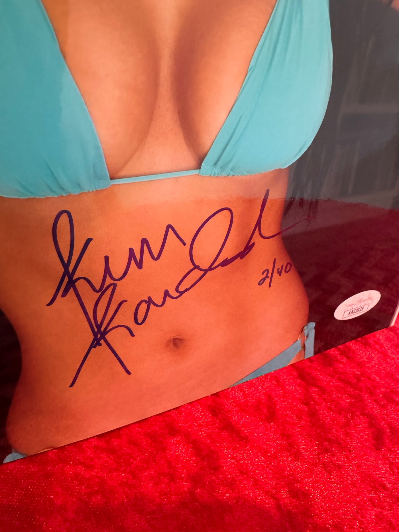 Kim Kardashian Signed Photo RARE Turquoise Bikini Series  JSA Authentication