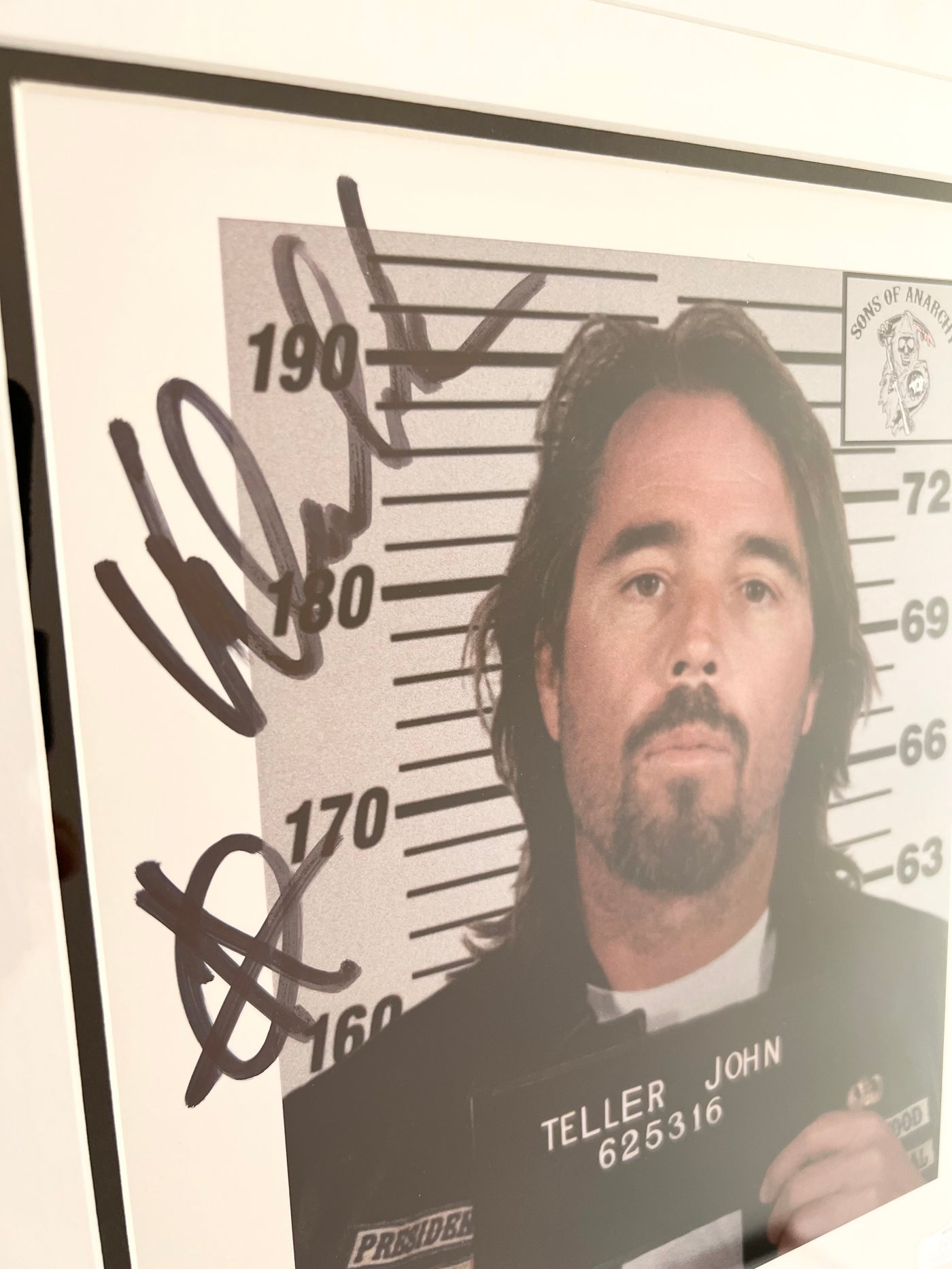 John Teller Signed Photograph Iconic Mugshot signed by Victor Newmark RARE Exclusive