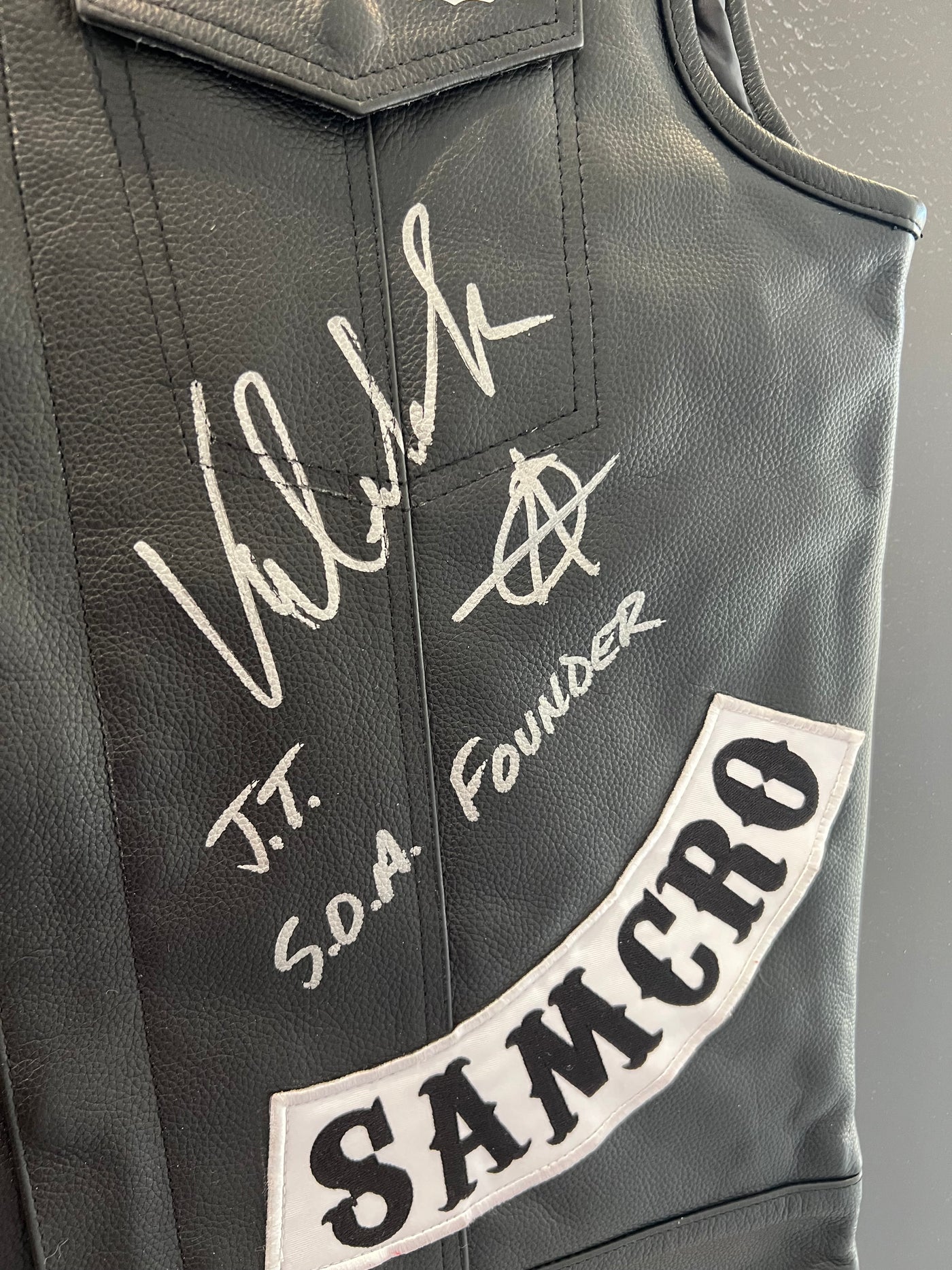 John Teller Signed Sons of Anarchy Vest signed by Victor Newmark COA RARE