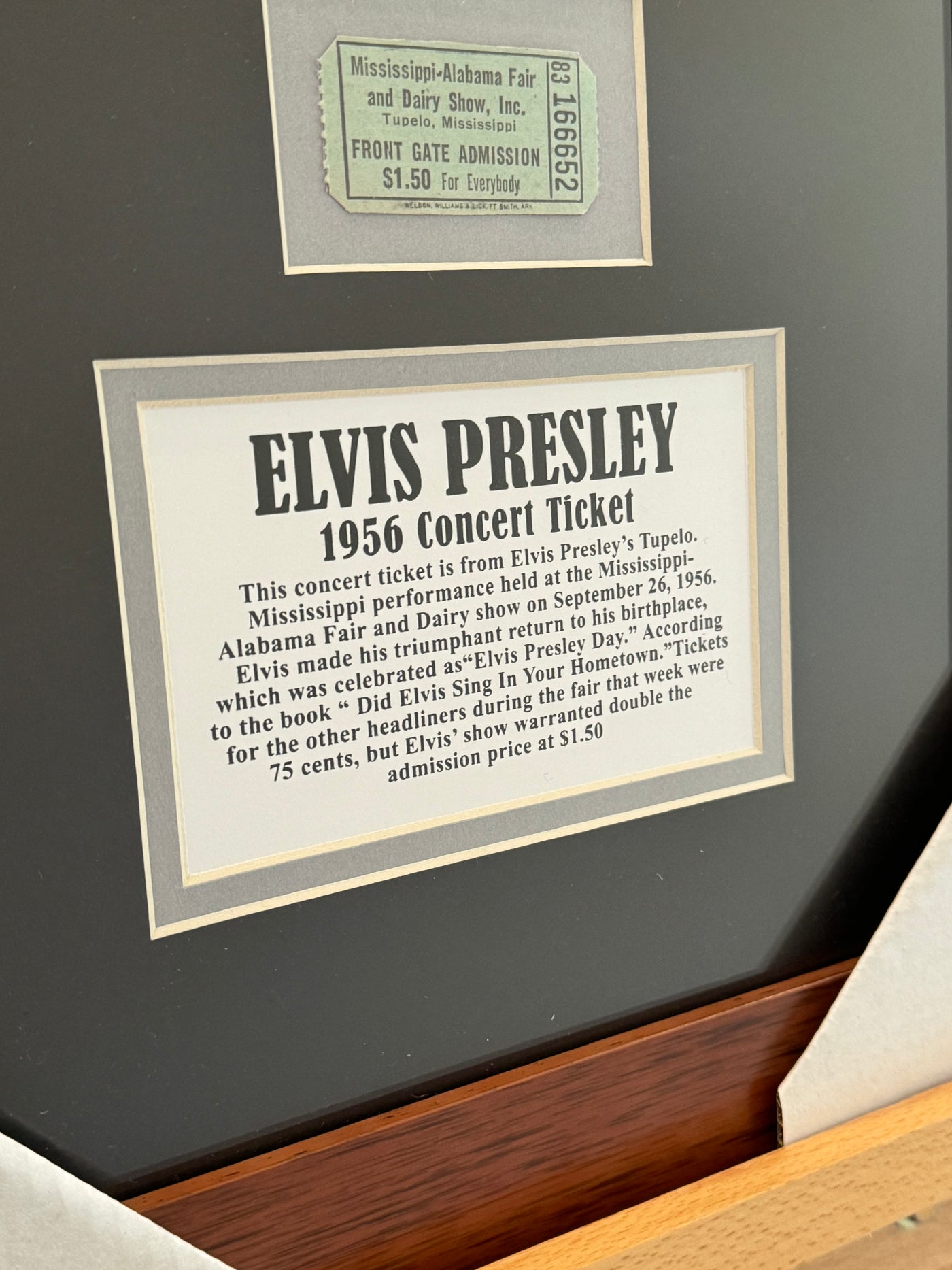 Elvis Presley Custom Matted Photo Display Authentic Original Concert Ticket 1956