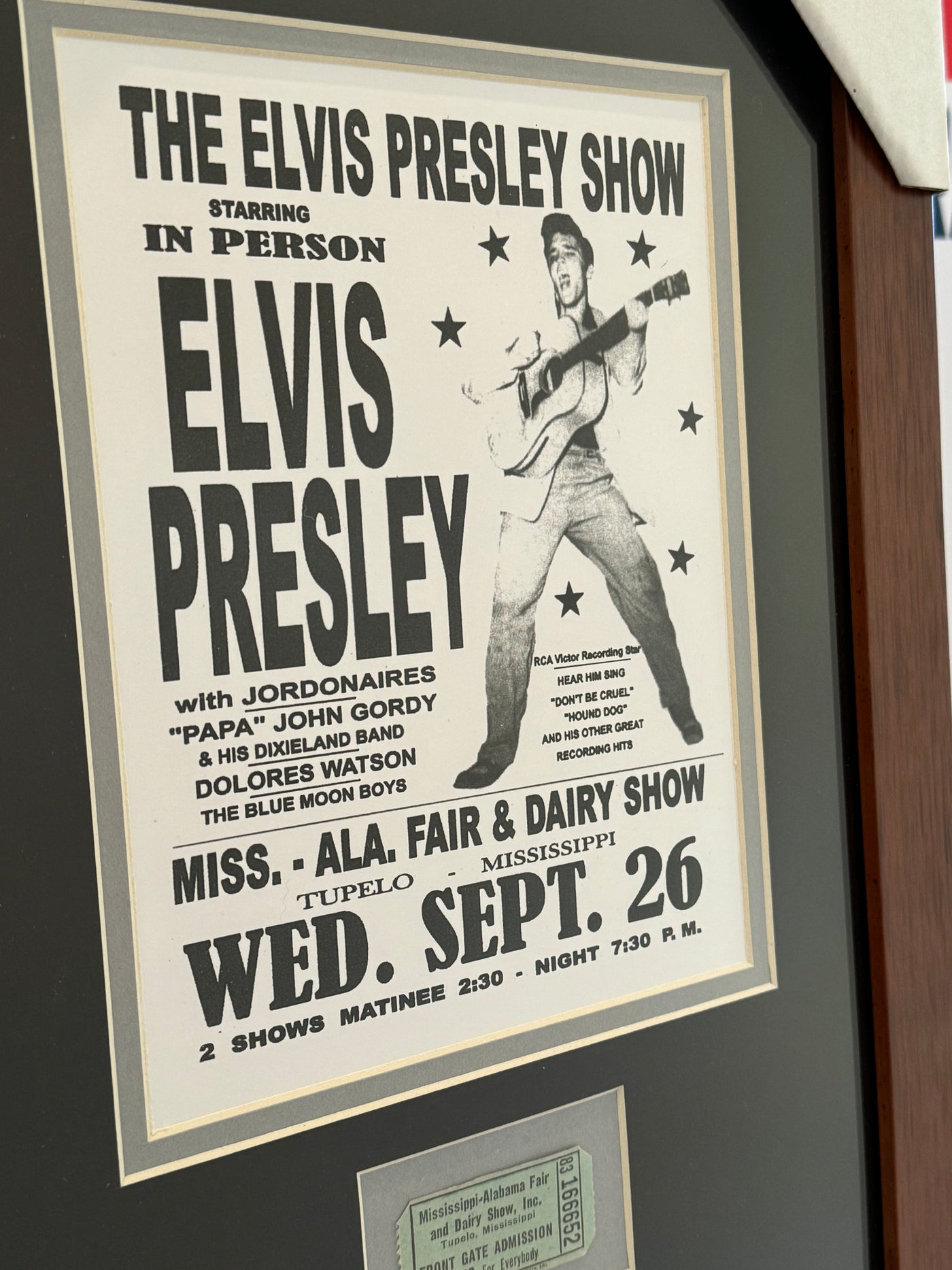 Elvis Presley Custom Matted Photo Display Authentic Original Concert Ticket 1956