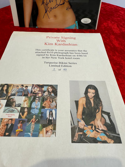 Kim Kardashian Signed Photo RARE Turquoise Bikini Series  JSA Authentication