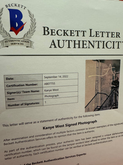 Kanye West Signed RARE Photograph Beckett Authentication