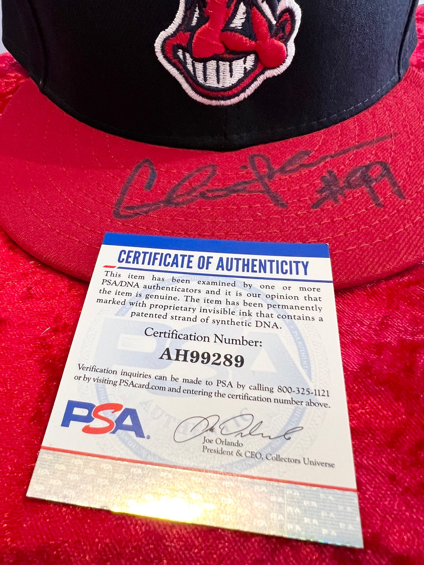 Charlie Sheen Signed Clevland Indians Baseball Hat PSA Authentication RARE