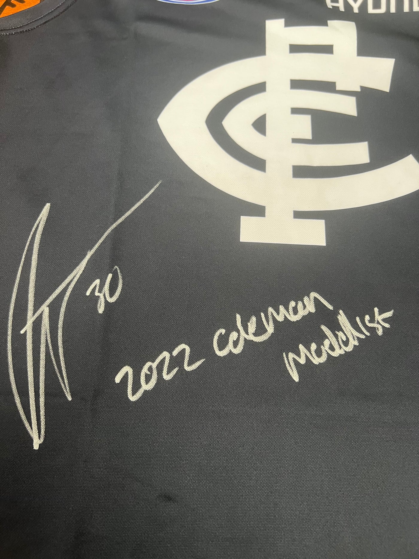 Charlie Curnow Signed Carlton Jersey with Inscription COA