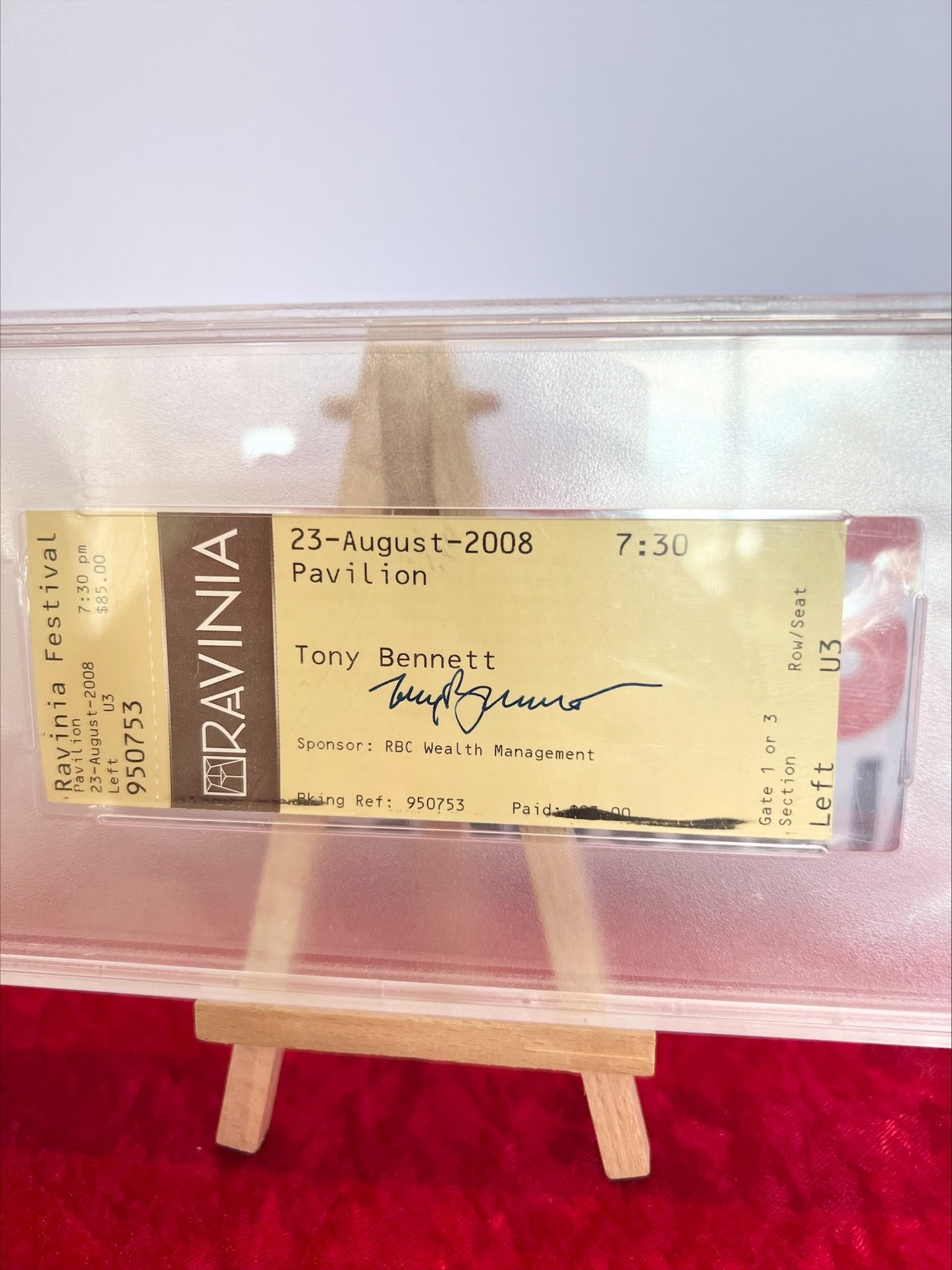 Tony Bennett Signed Autographed Ravinia Concert Ticket RARE One of a kind