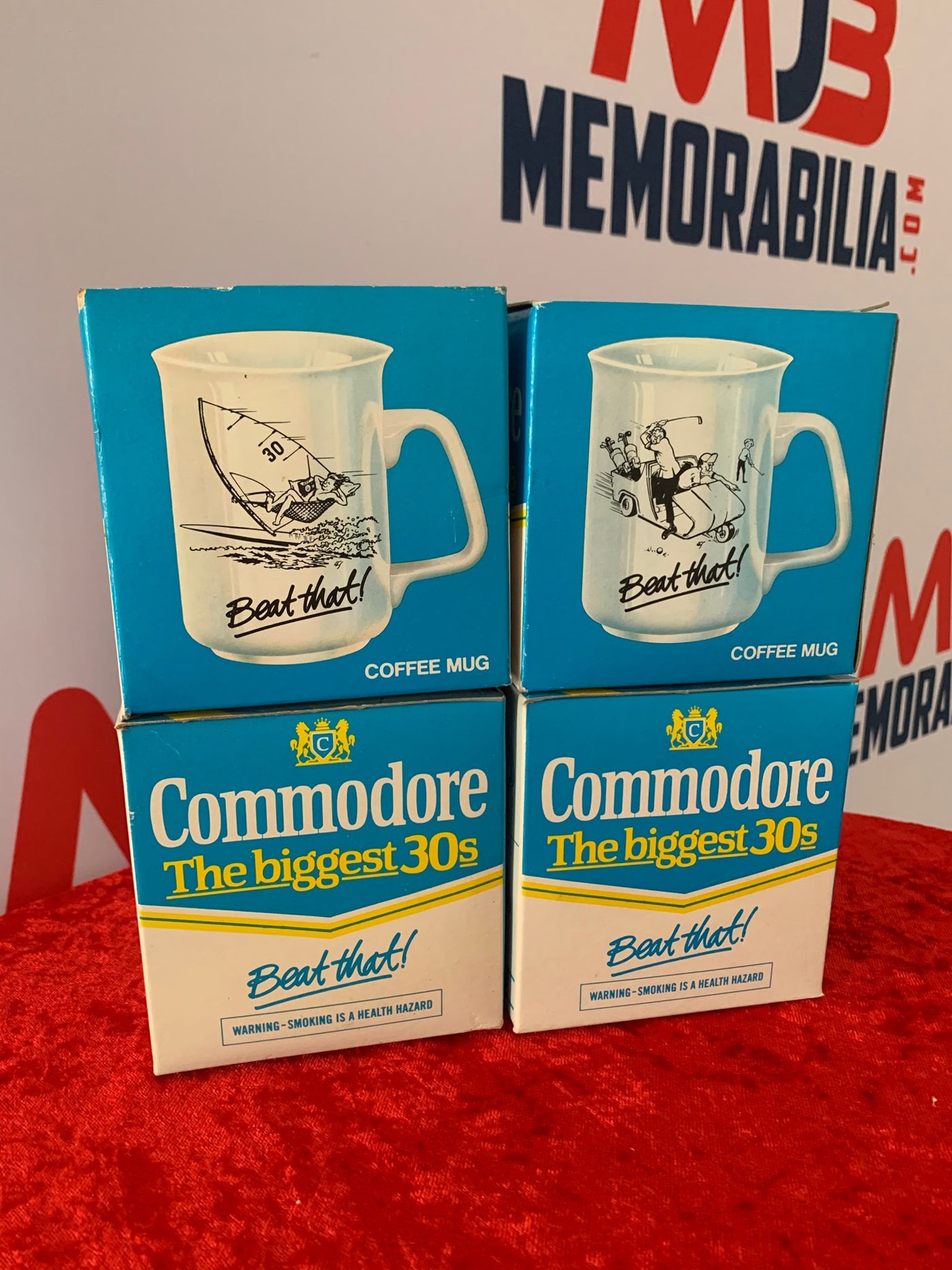 Vintage 1980s COMMODORE COFFEE MUGS set of 4 RARE