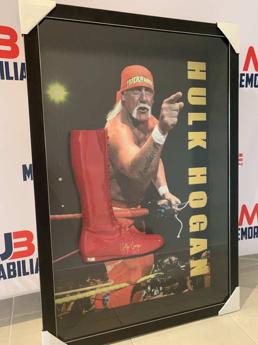 Hulk Hogan WWE Wrestling 12x World Champion signed autographed Red boot Framed with COA