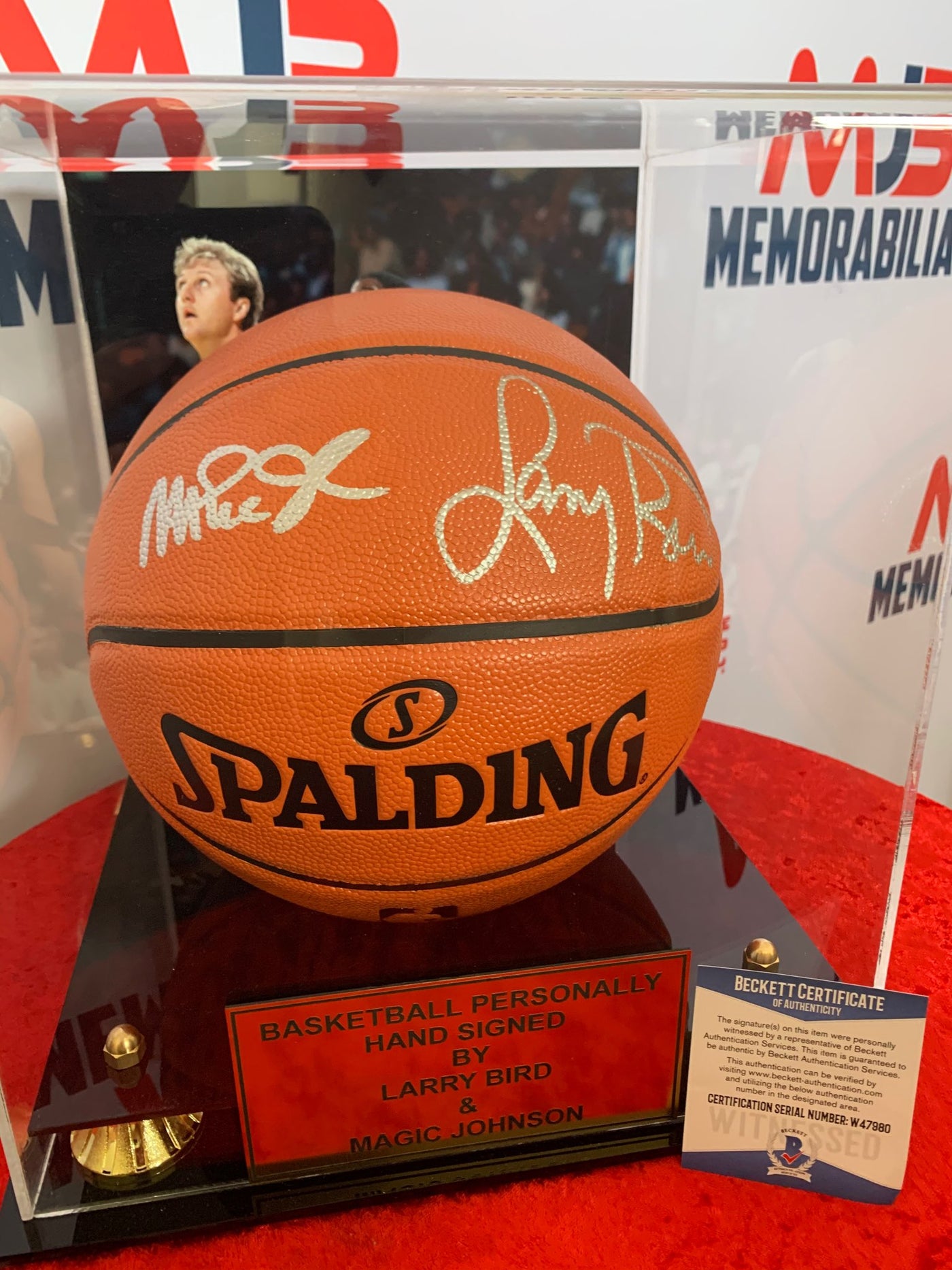 Magic Johnson  Larry Bird Authentic Signed Spalding Basketball Beckett COA