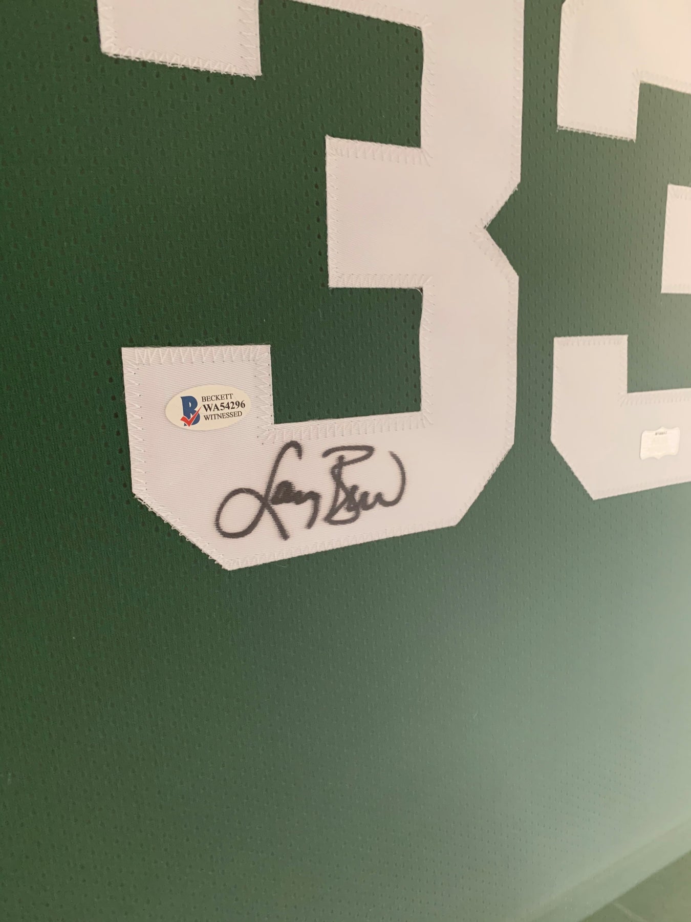 Boston Celtics Larry Bird Autographed Framed White Jersey Beckett BAS Stock  #214093