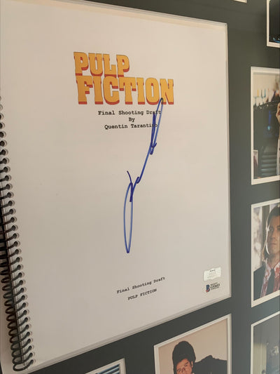 John Travolta Signed Pulp Fiction Script Authentic Framed Script Beckett Authentication