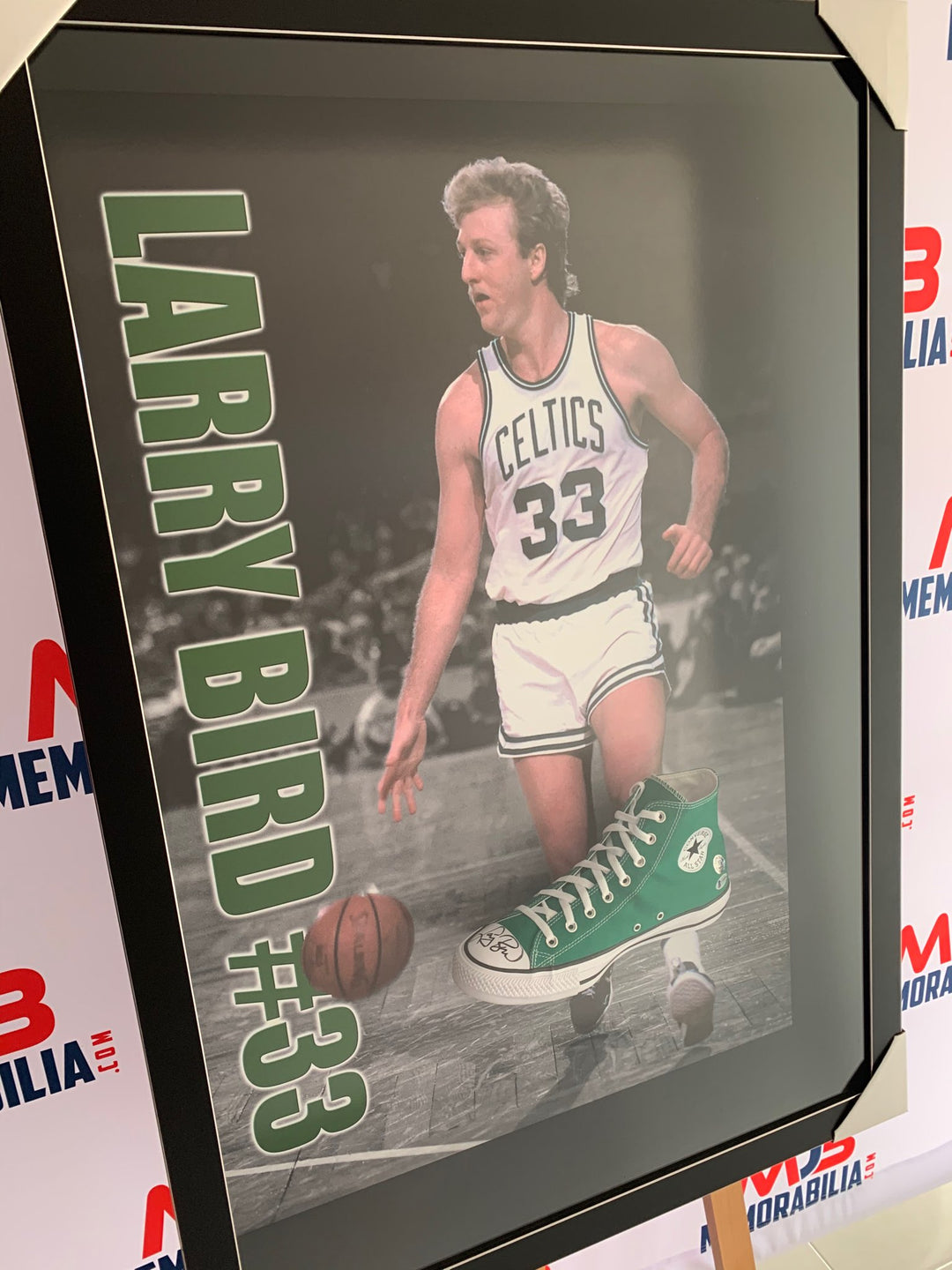 Larry Bird Signed Green Converse Shoe RARE Beckett and Bird