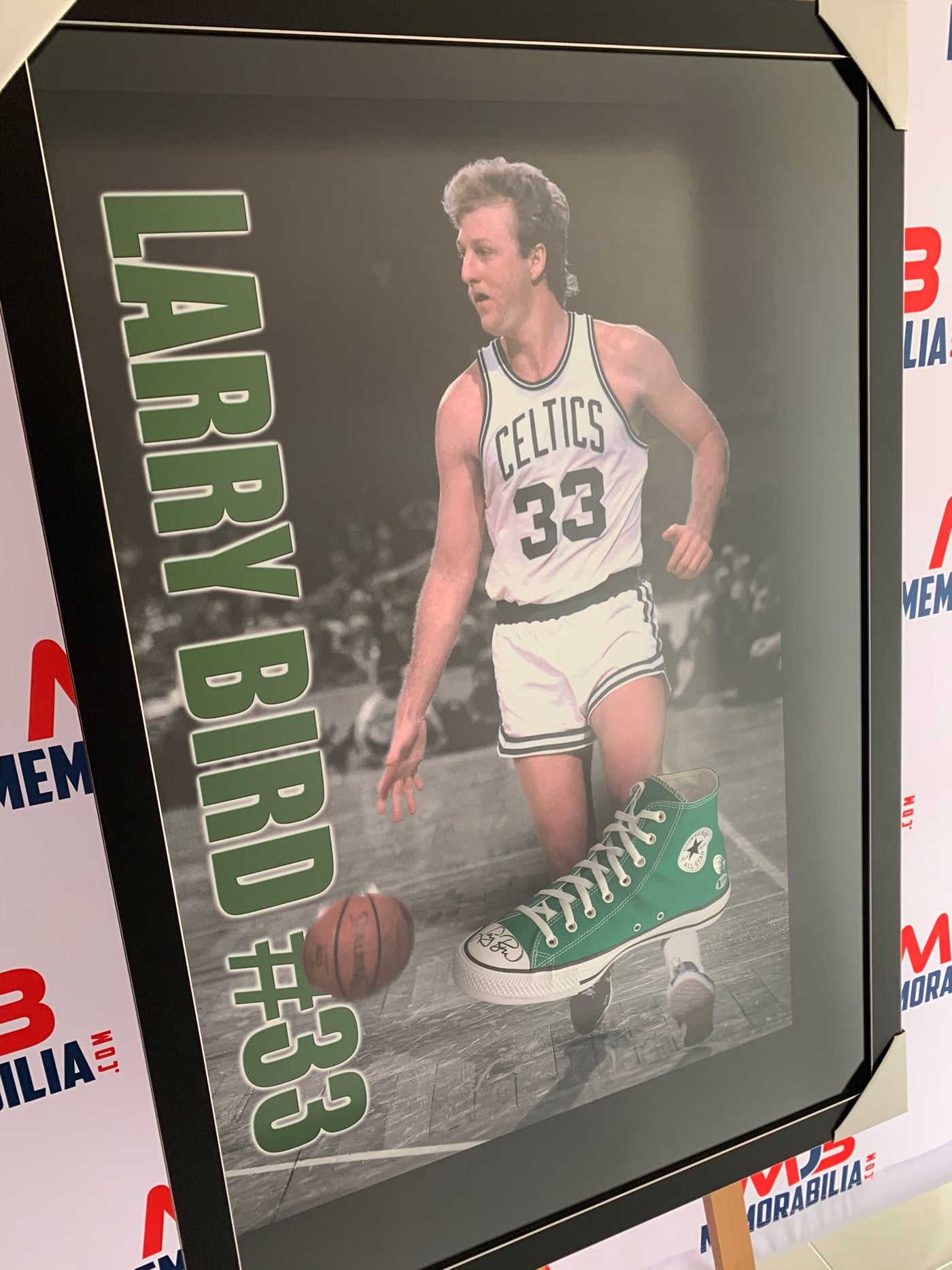 Larry Bird Signed Green Converse Shoe RARE Beckett and Bird Authentication Boston Celtics
