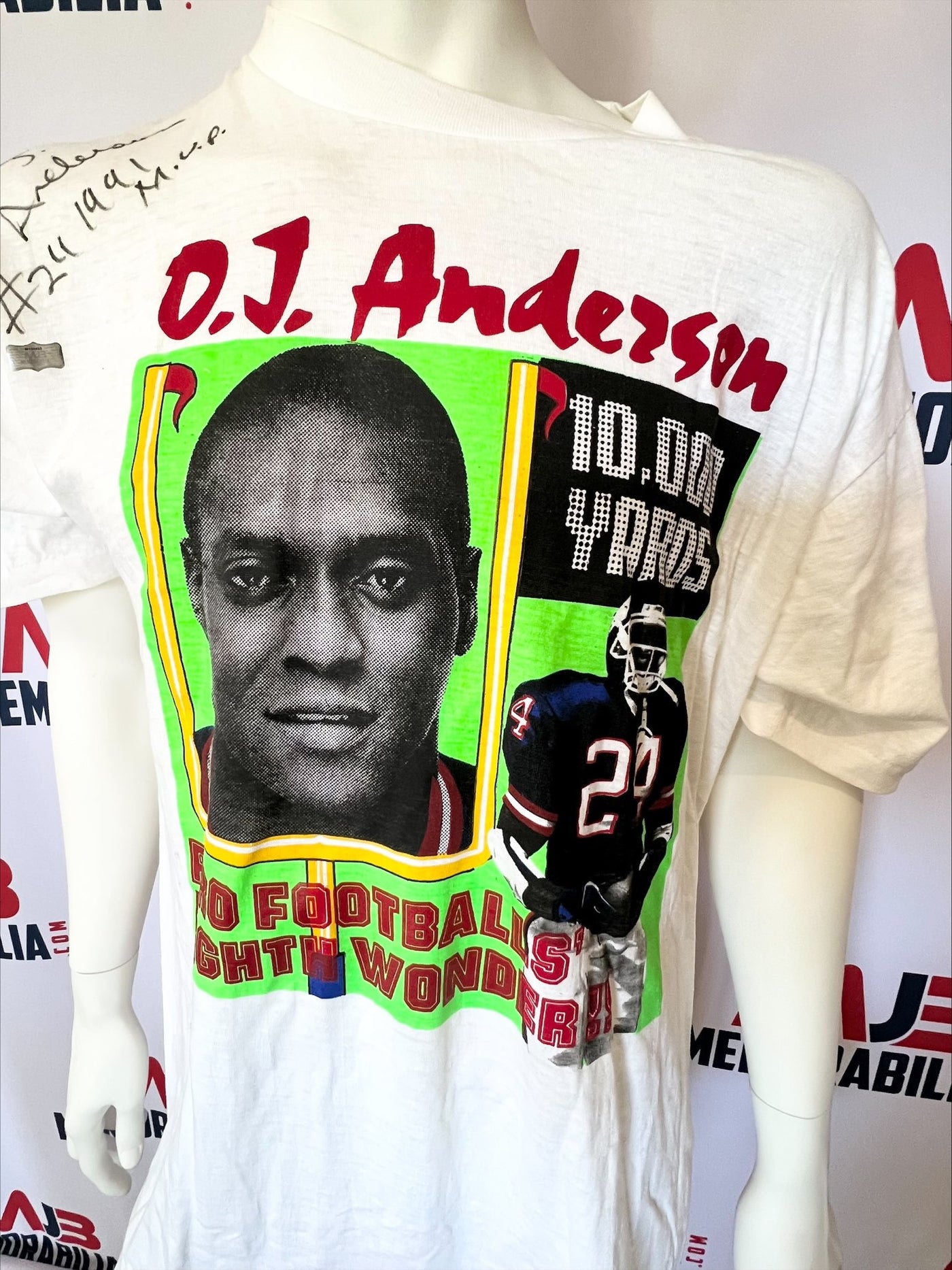 OJ Anderson Signed Super Bowl Shirt RARE and EXCLUSIVE Inscribed 1991 MVP COA