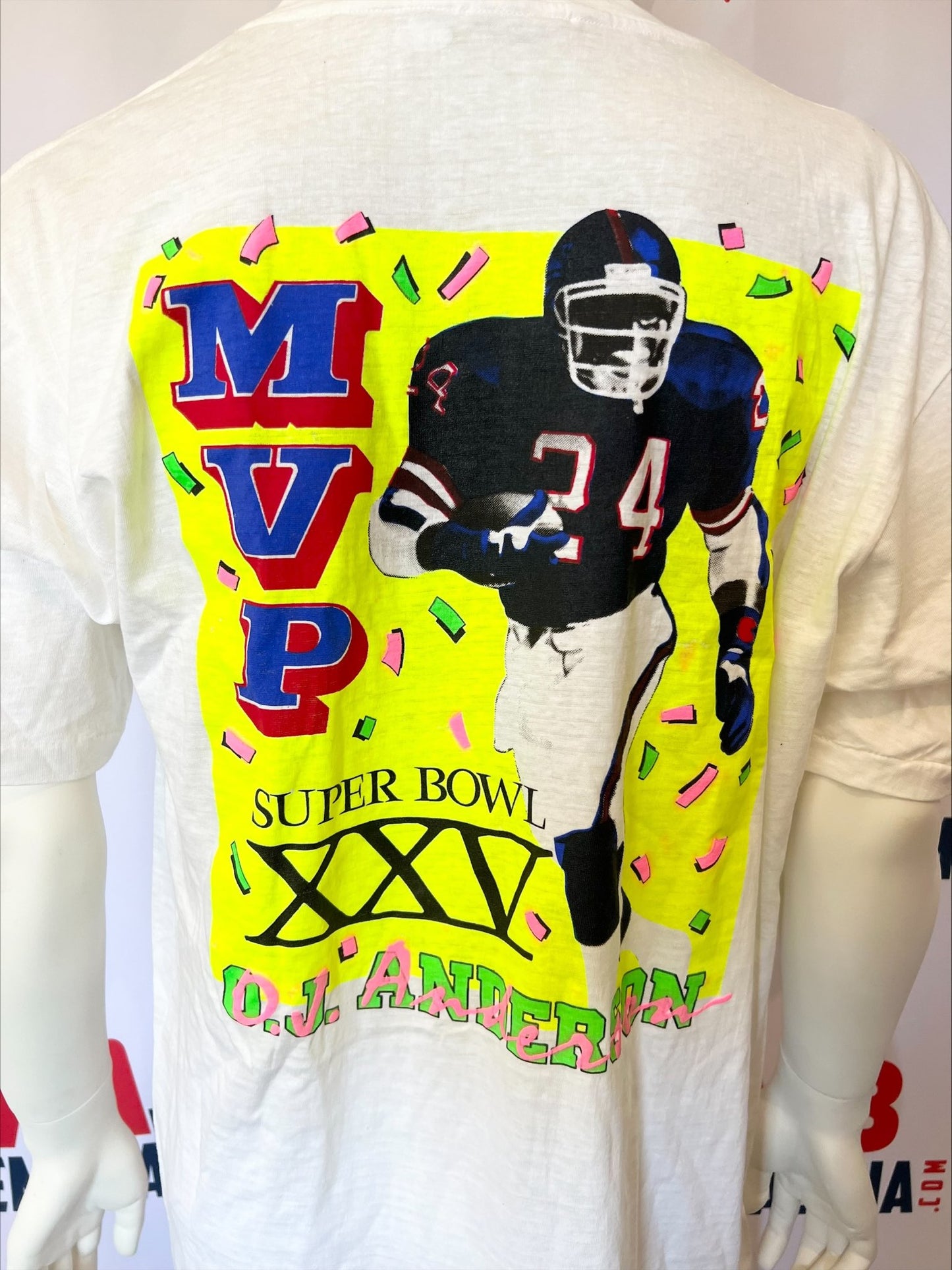 OJ Anderson Signed Super Bowl Shirt RARE and EXCLUSIVE Inscribed 1991 MVP COA