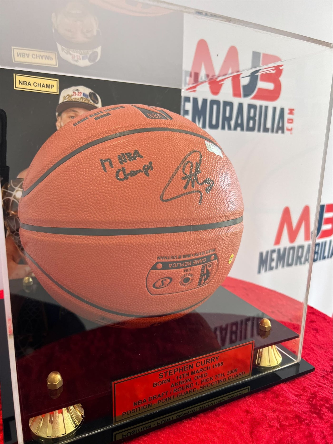 Stephen Curry Signed Basketball RARE Inscription 17 NBA Champs Steiner Authentication