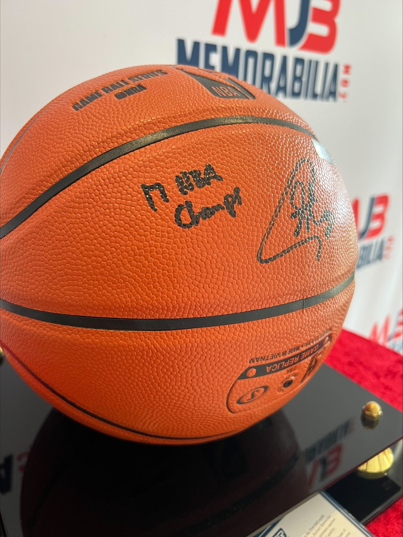 Stephen Curry Signed Basketball RARE Inscription 17 NBA Champs Steiner Authentication